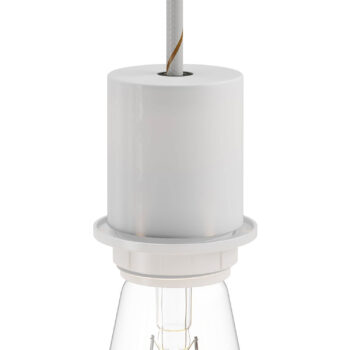 Lemputės lizdas su žiedu ir dekoratyviu metaliniu dangteliu E27 baltas, pagrindine