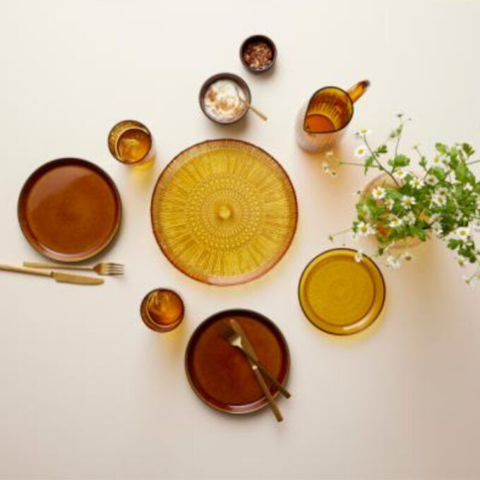 Stiklinė serviravimo lėkštė Bitz Kusintha, geltona