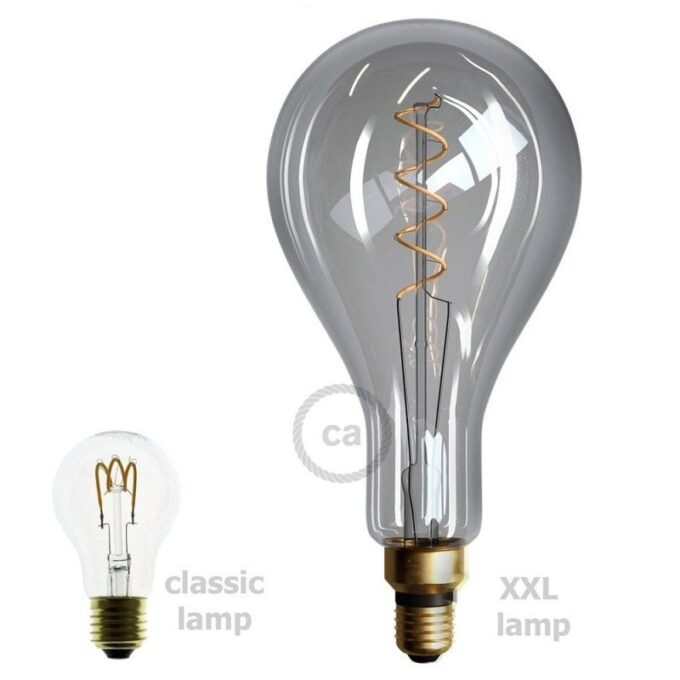 Dekoratyvi LED lemputė XXL Pear A165 Curved Spiral Filament