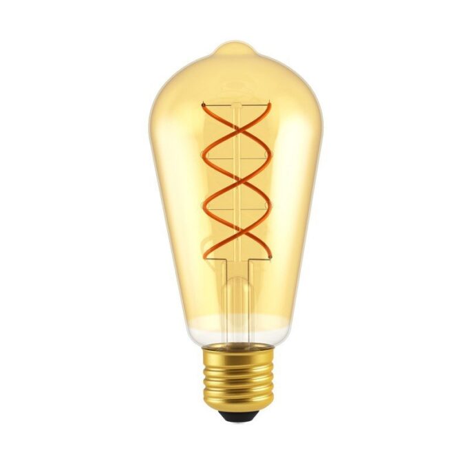 Dekoratyvi LED lemputė Edison Golden double curved spiral