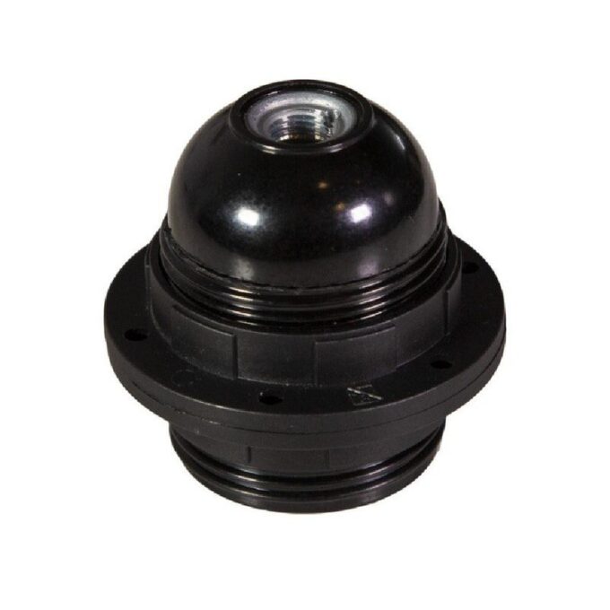Bakelitinis lemputės lizdas su žiedais E27, juodas