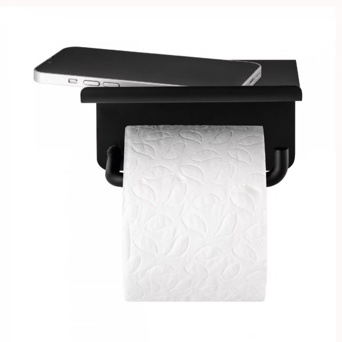 WC popieriaus laikiklis su lentynele Modo juodas