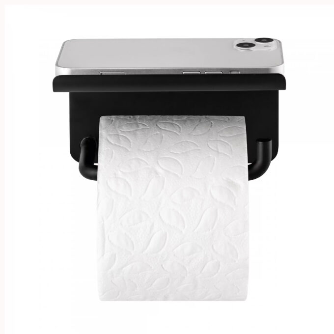 WC popieriaus laikiklis su lentynele Modo juodas