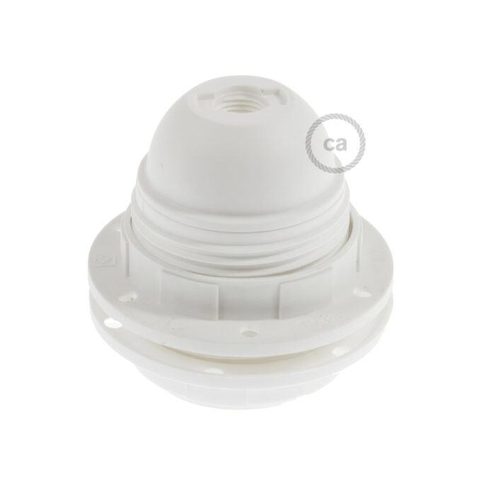 Termoplastikinis lemputės lizdas E27 su žiedais baltas