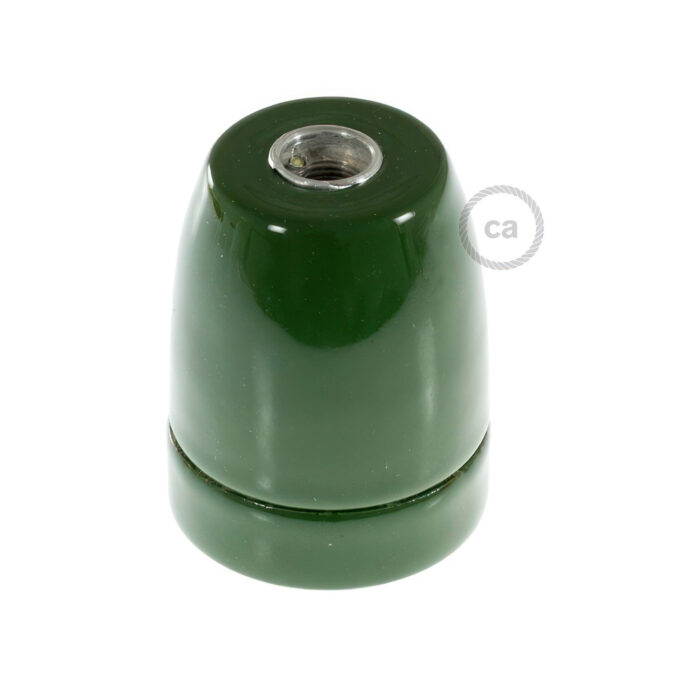 Porcelianinis lemputės lizdas E27, žalias
