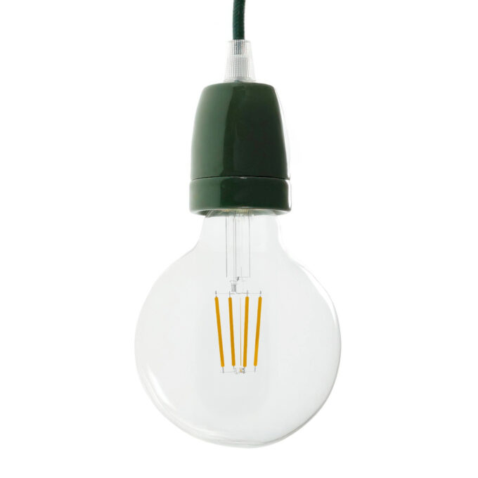 Porcelianinis lemputės lizdas E27, žalias