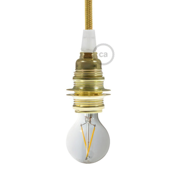 Metalinis lemputės lizdas su žiedais E14 žalvario