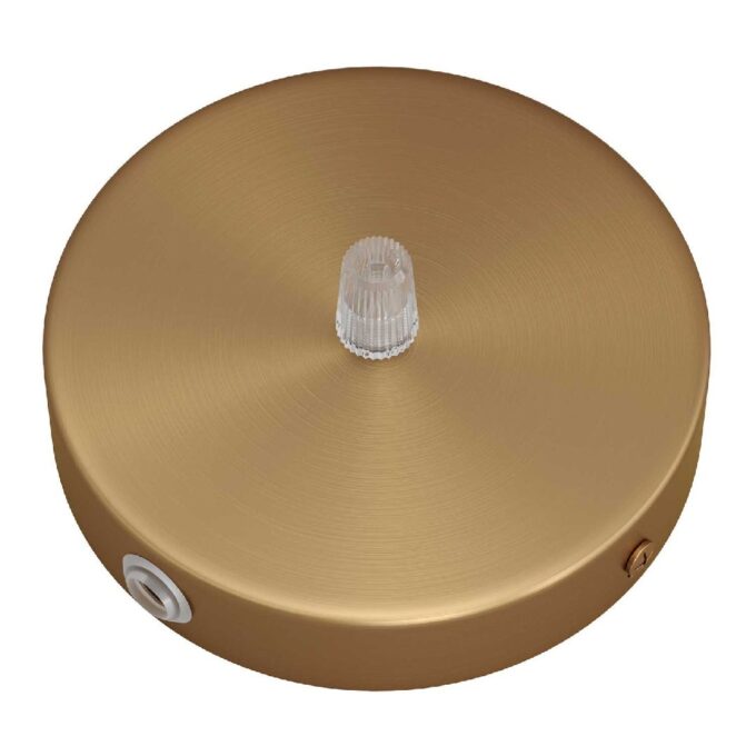 Lubų dangtelis metalinis ø12 cm, žalvario matinis, 1 centrinė ir 2 šoninės angos