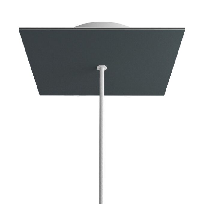 Lubų dangtelis XL metalinis, 20 x 20 cm, antracito, 1 centrinė ir 4 šoninės angos