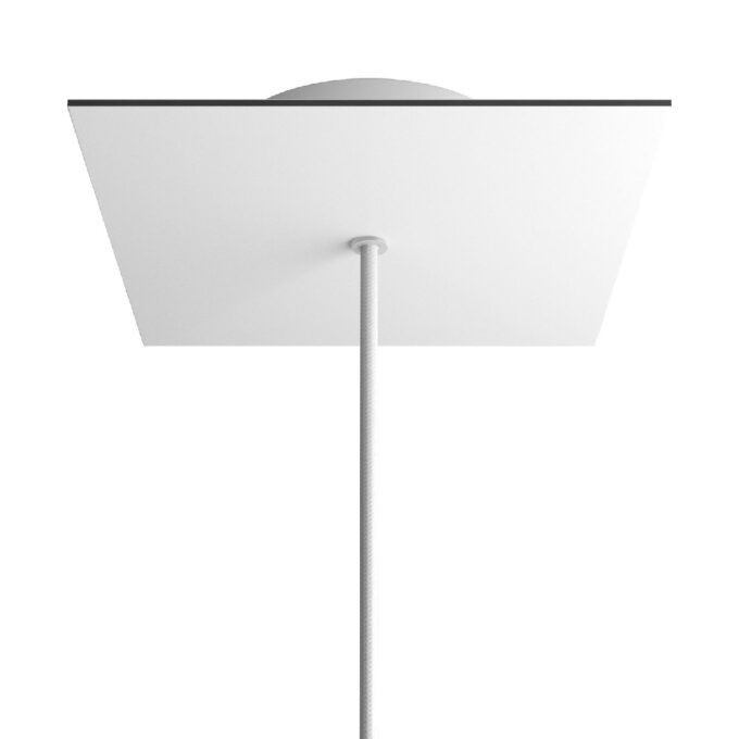 Lubų dangtelis XL metalinis, 20 x 20 cm, baltas matinis, 1 centrinė ir 4 šoninės angos