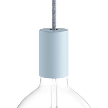 Metalinis lemputės lizdo laikiklis E27 su paslėptu laido fiksatriumi, ø4,3 cm, žydras