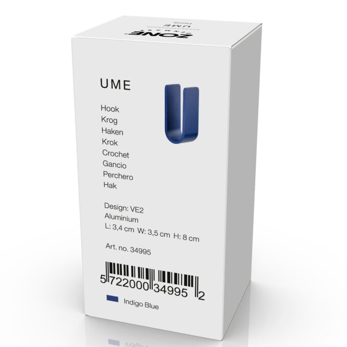 Kabliukas UME, indigo mėlynas
