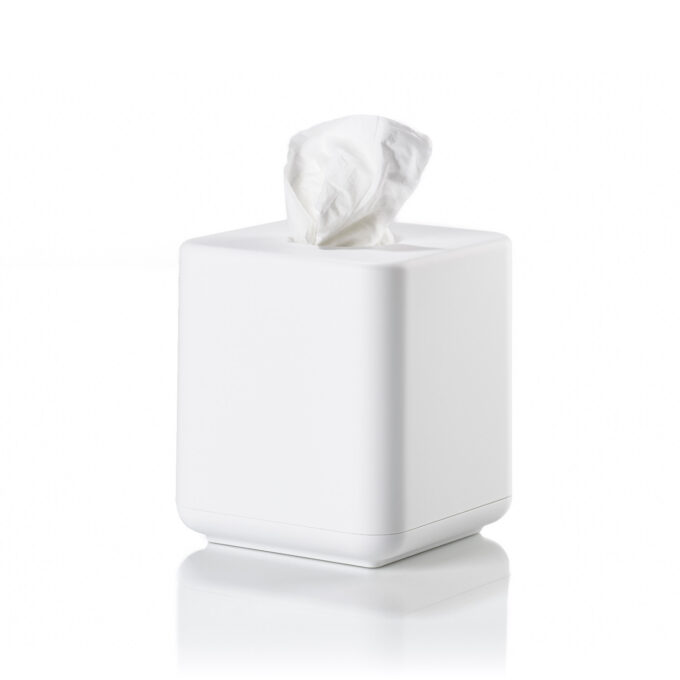 Dėžutė servetėlėms UME balta, 13 × 13 cm – su servetėle