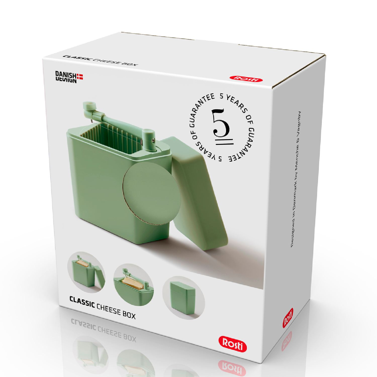 Dezute suriui rosti zalia pakuote priekis Sūrio dėžutė su pjaustykle Rosti žalia, pakuotė priekis