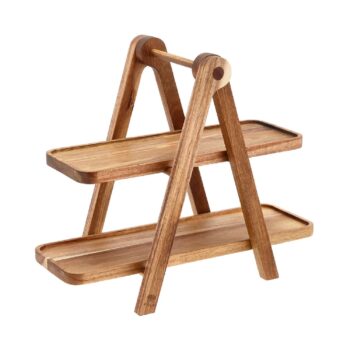 Dviejų aukštų medinis serviravimo padėklas Holm, šonu